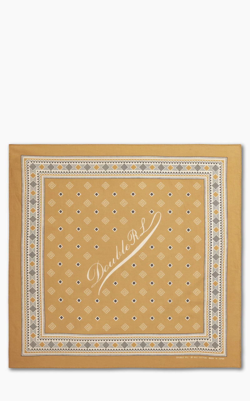 RRL Diamond Print Cotton Bandana Golden Tan/Cream/Brown