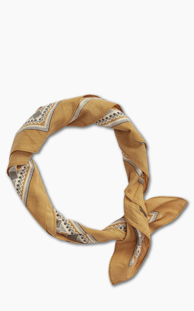 RRL Diamond Print Cotton Bandana Golden Tan/Cream/Brown