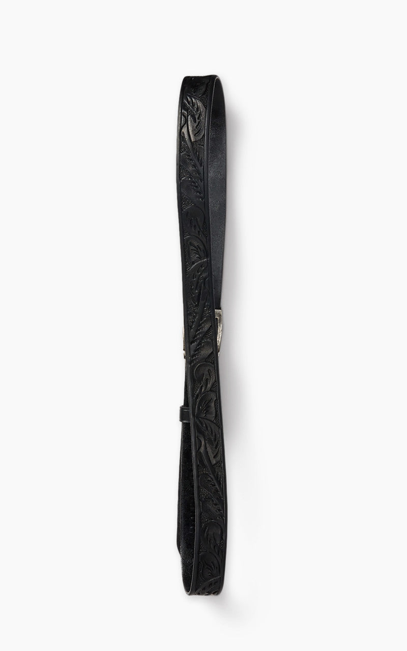 RRL Hand-Tooled Leather Belt Black