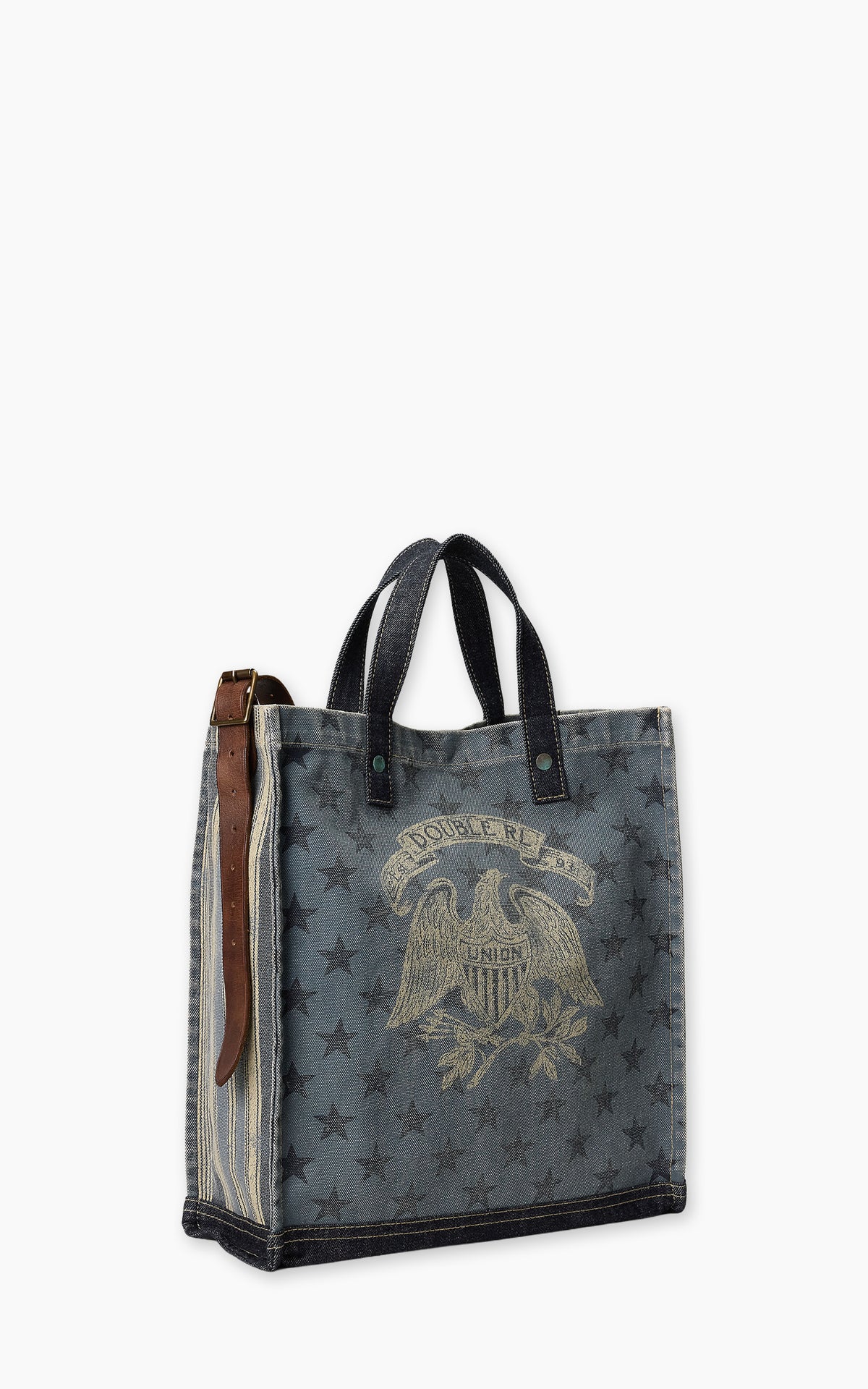 RRL Handwoven Indigo Tote Indigo/Cream/Brown