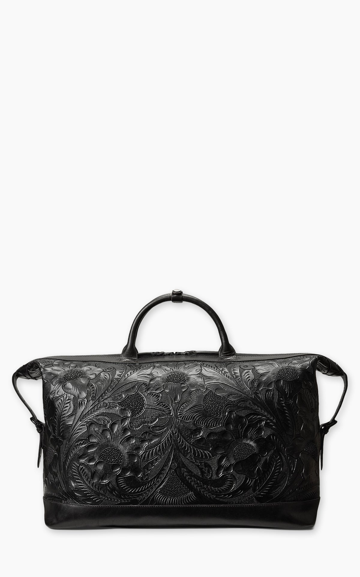 RRL Hand-Tooled Leather Weekender Bag Black