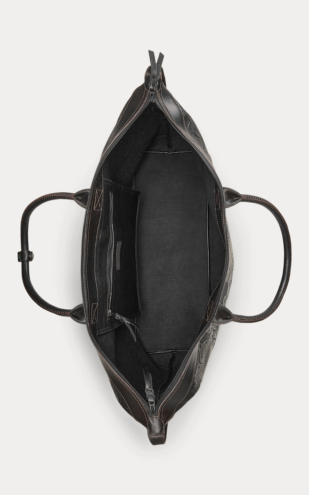 RRL Hand-Tooled Leather Weekender Bag Black