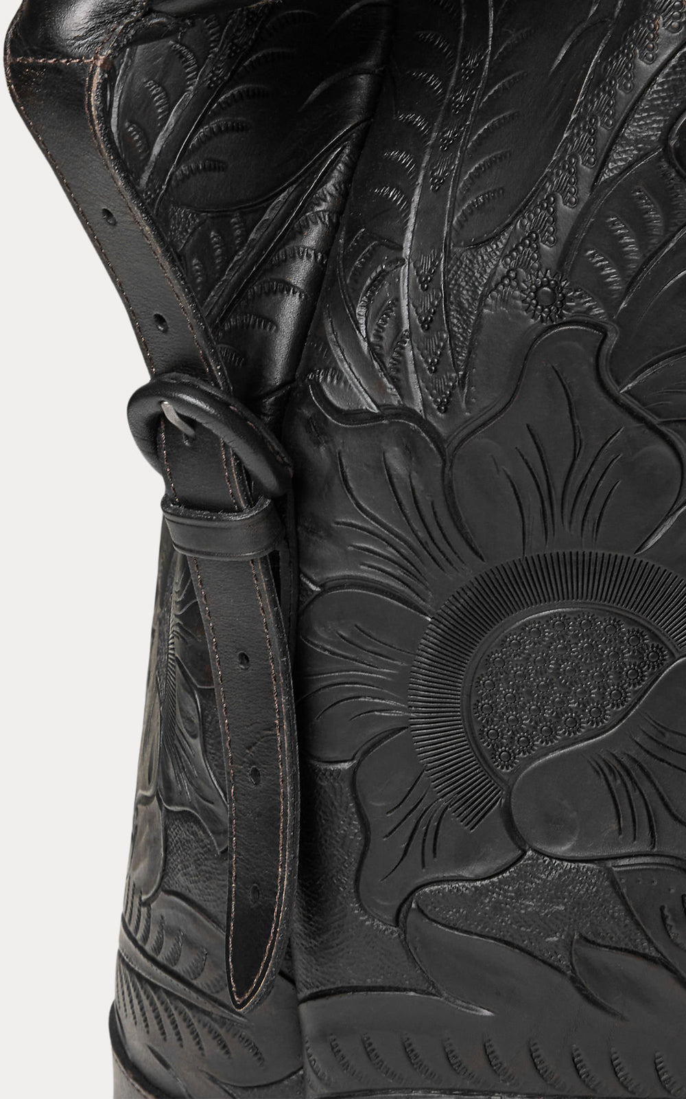 RRL Hand-Tooled Leather Weekender Bag Black