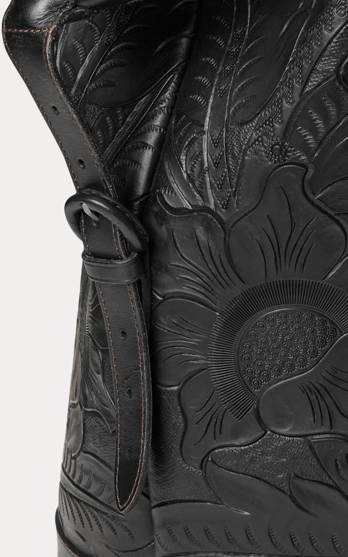 RRL Hand-Tooled Leather Weekender Bag Black