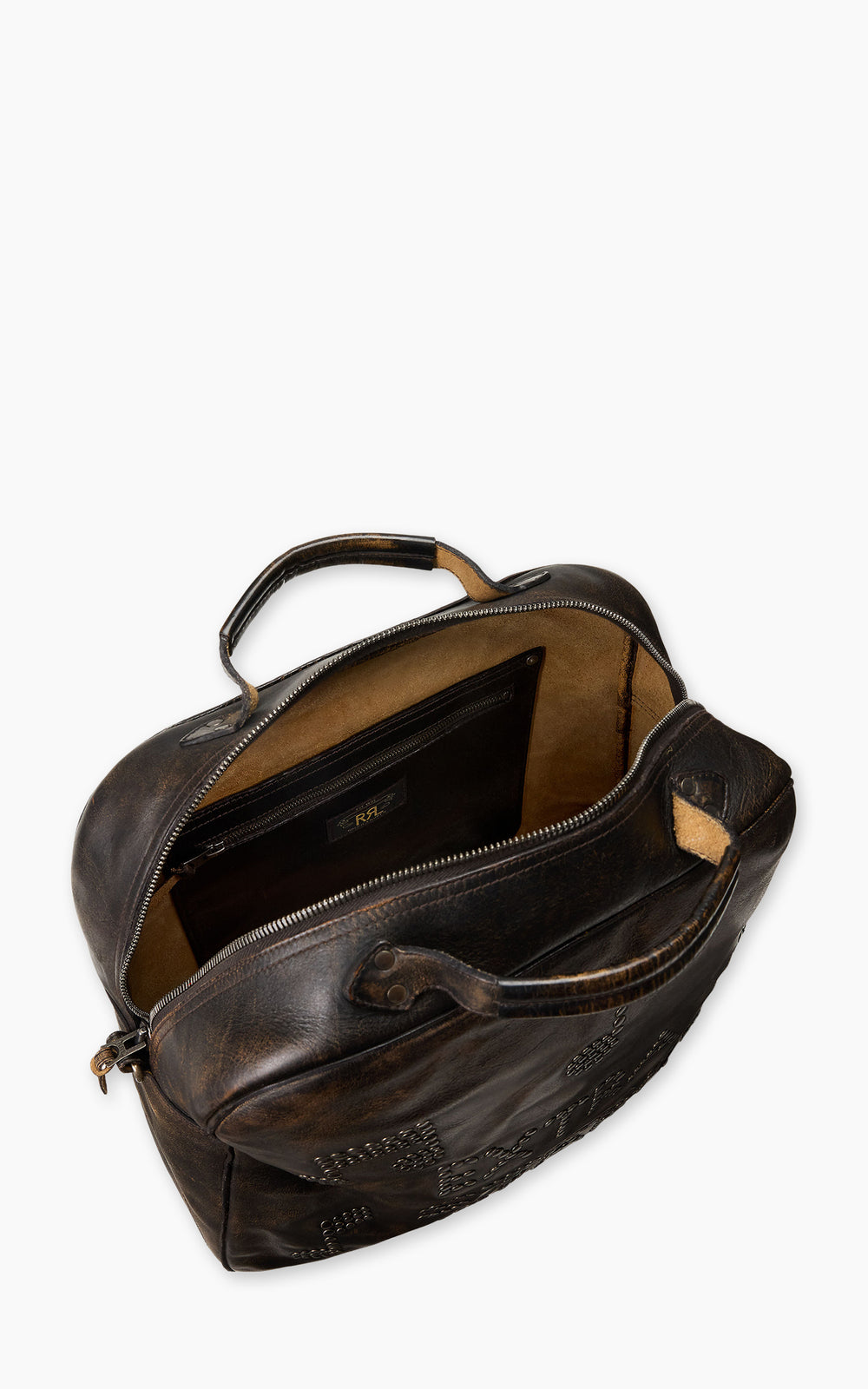 RRL Studded Leather Bag Black Over Brown