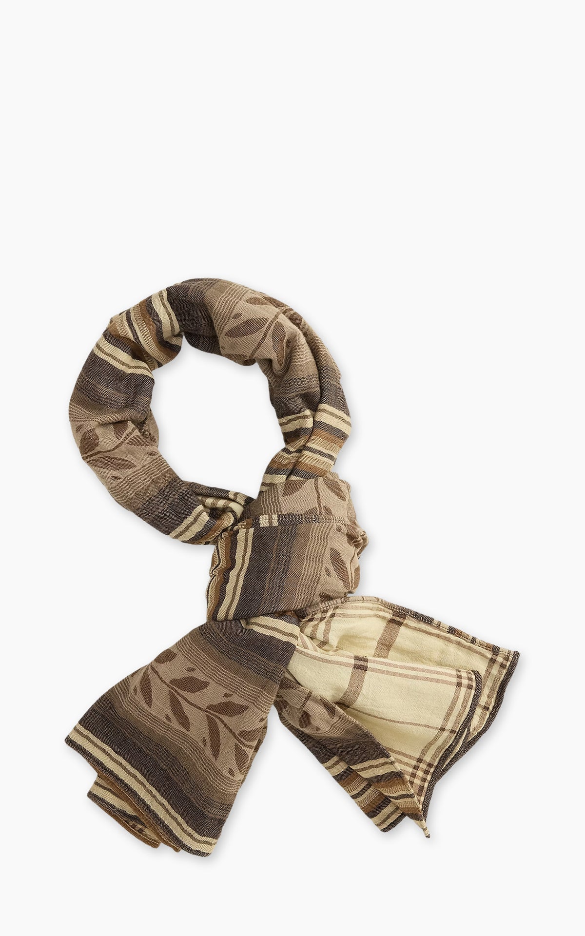 RRL Double-Faced Cotton Jacquard Scarf Cream/Brown