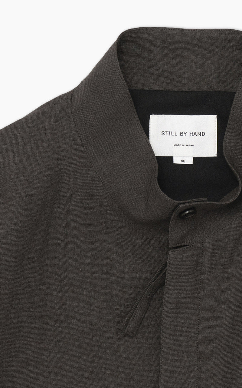 Still By Hand Peach Skin Linen Blouson Dark Brown