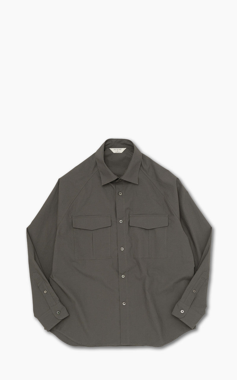 Still By Hand Double Pocket Raglan Shirt Charcoal