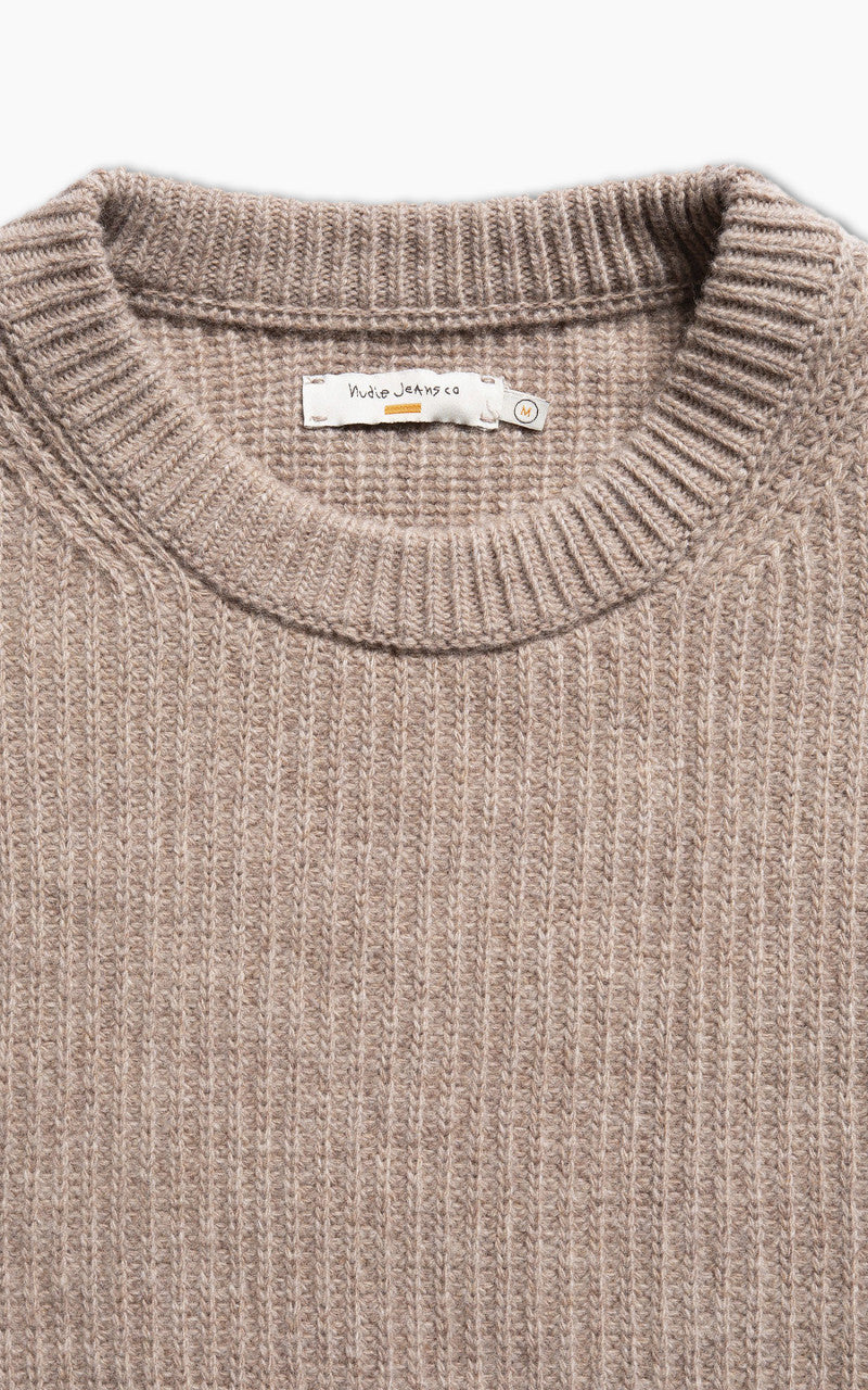 Nudie Jeans August Rib Wool Sweater Oat