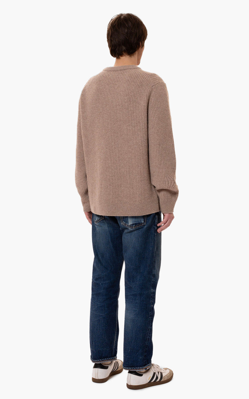 Nudie Jeans August Rib Wool Sweater Oat