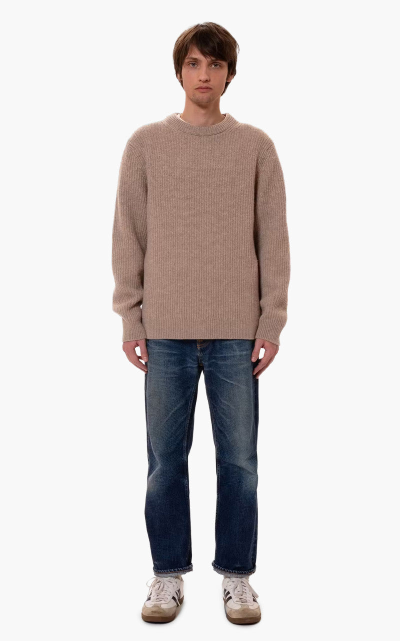 Nudie Jeans August Rib Wool Sweater Oat