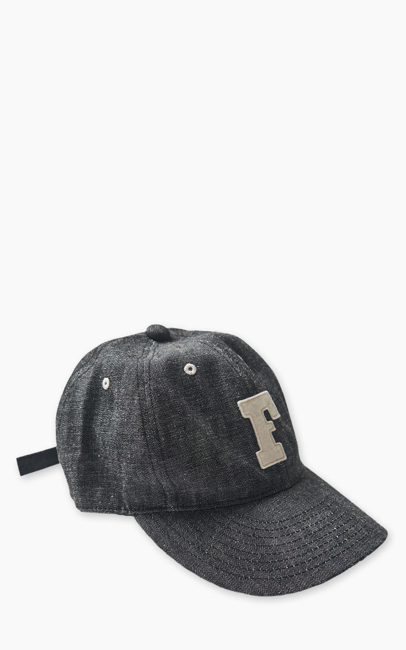Fullcount 6843HW 6-Panel Denim Baseball Cap 'F' Patch Black
