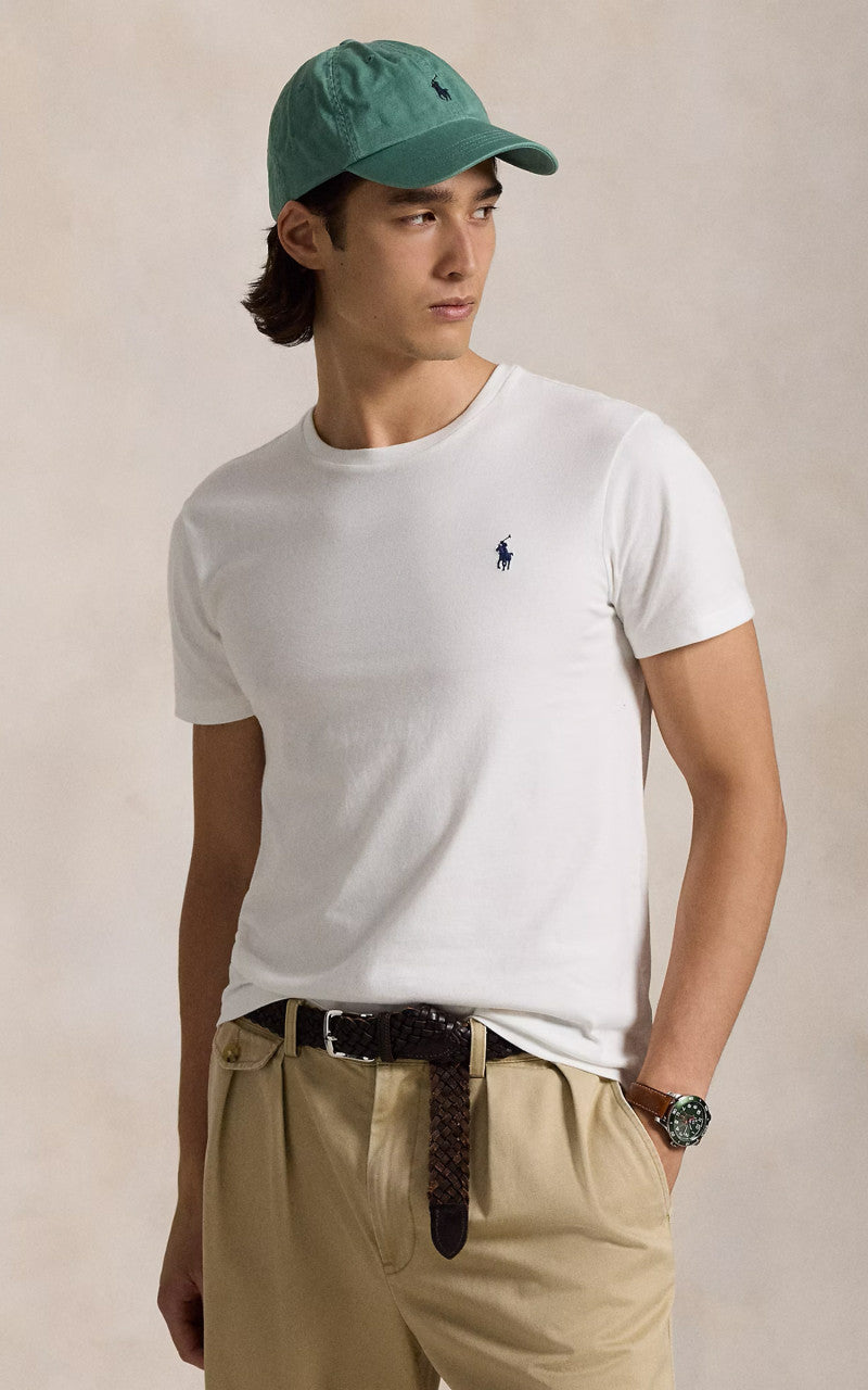Polo Ralph Lauren Custom Slim Fit Jersey Crewneck T-Shirt White