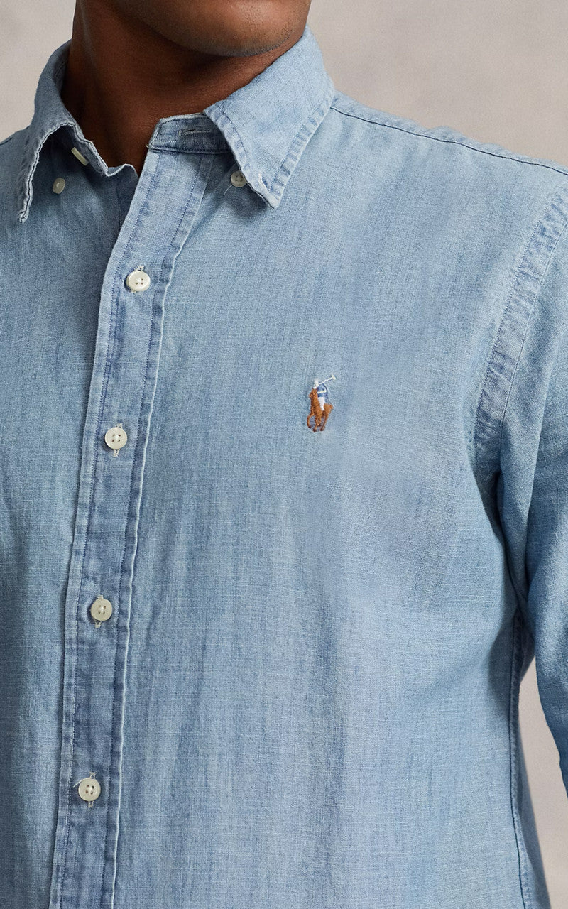 Polo Ralph Lauren Custom Fit Chambray Shirt Blue