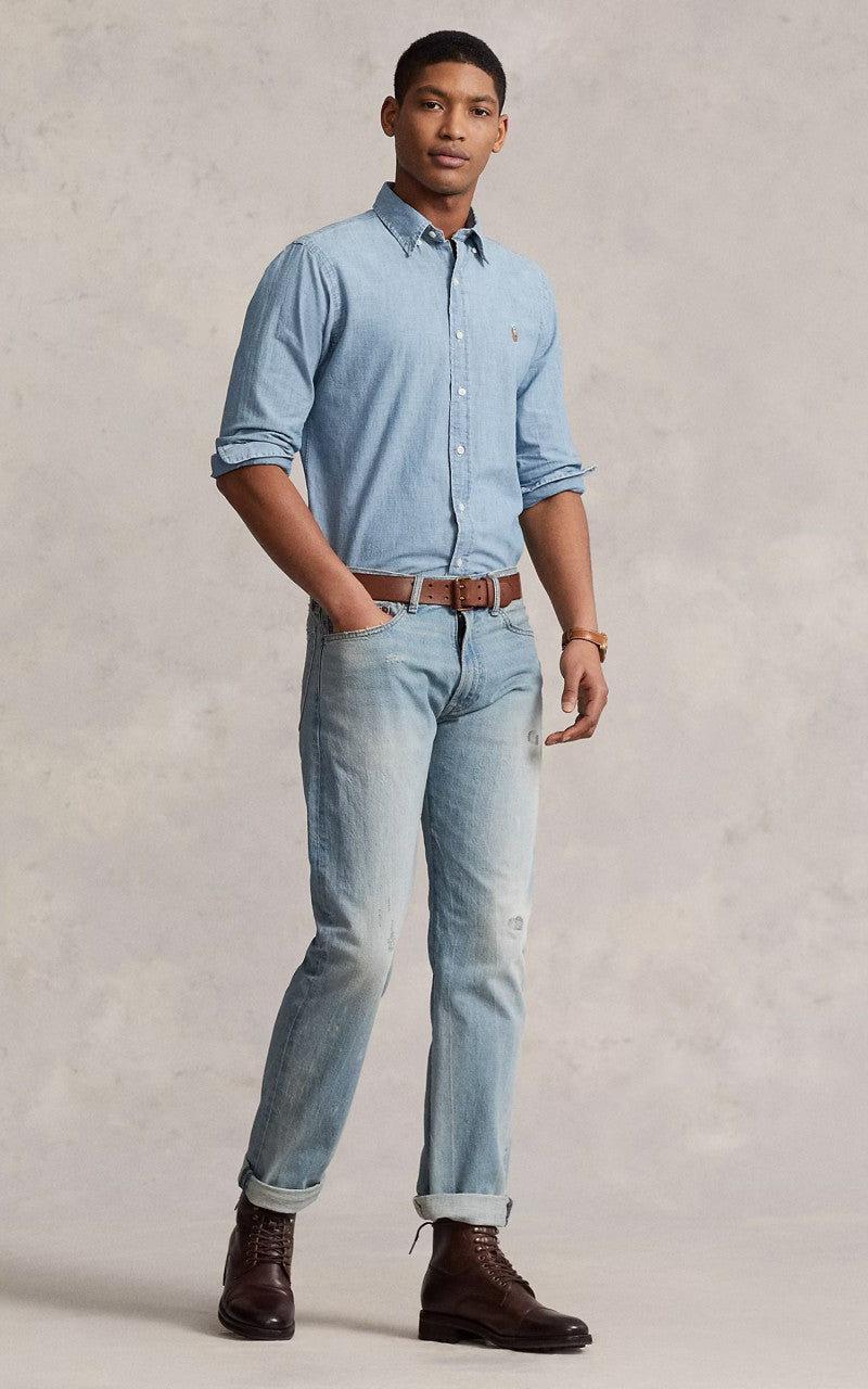 Polo Ralph Lauren Custom Fit Chambray Shirt Blue