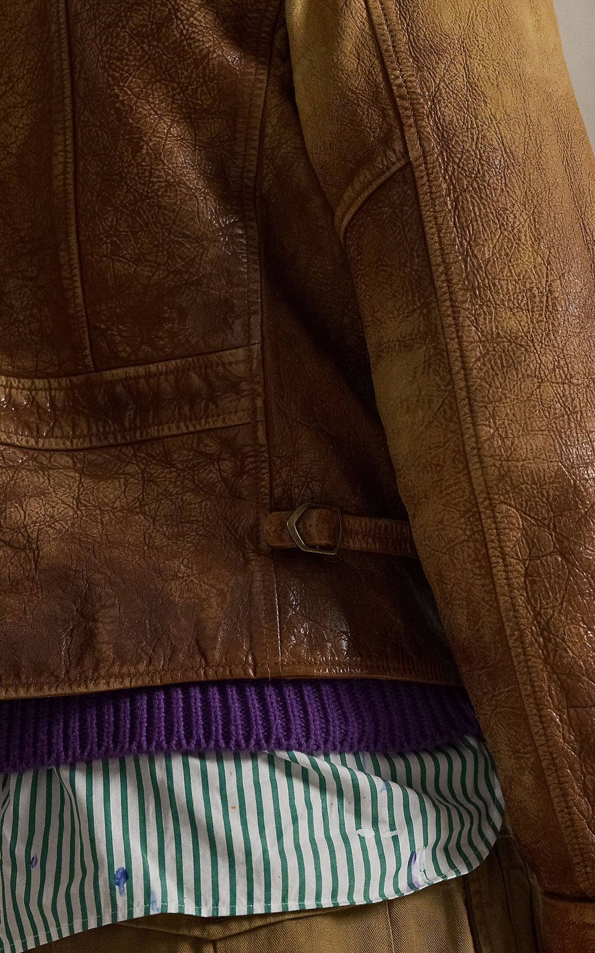 Polo Ralph Lauren Leather Newsboy Jacket Brown X