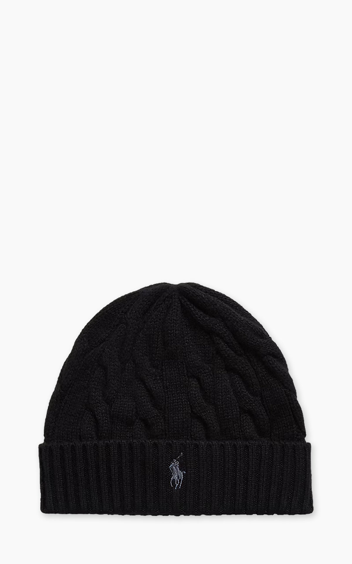 Polo Ralph Lauren Cable-Knit Wool-Cashmere Beanie Polo Black