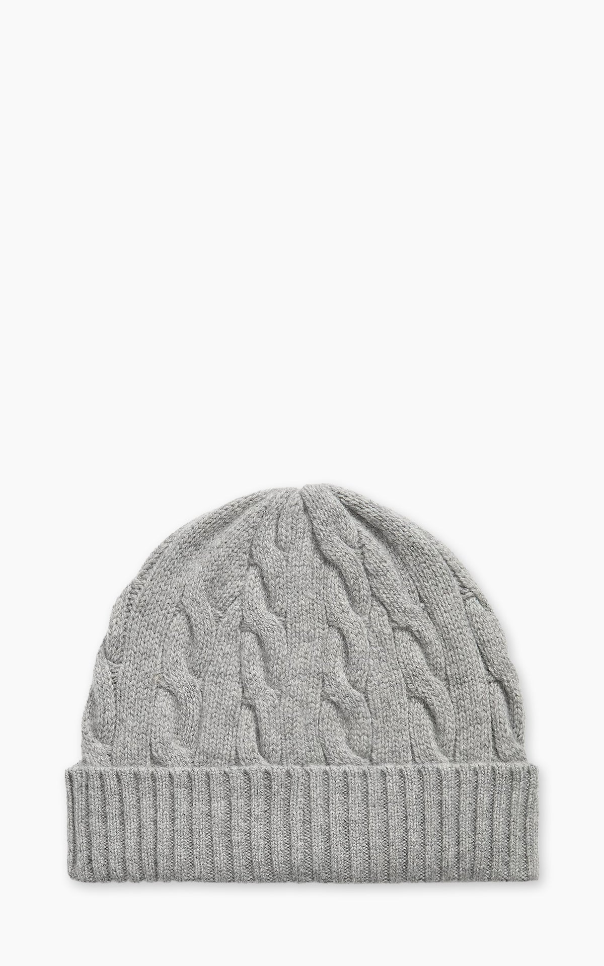 Polo Ralph Lauren Cable-Knit Wool-Cashmere Beanie Fawn Grey Heather