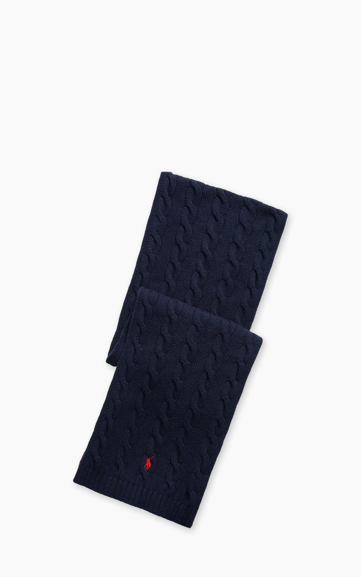 Polo Ralph Lauren Cable-Knit Wool-Cashmere Scarf Hunter Navy