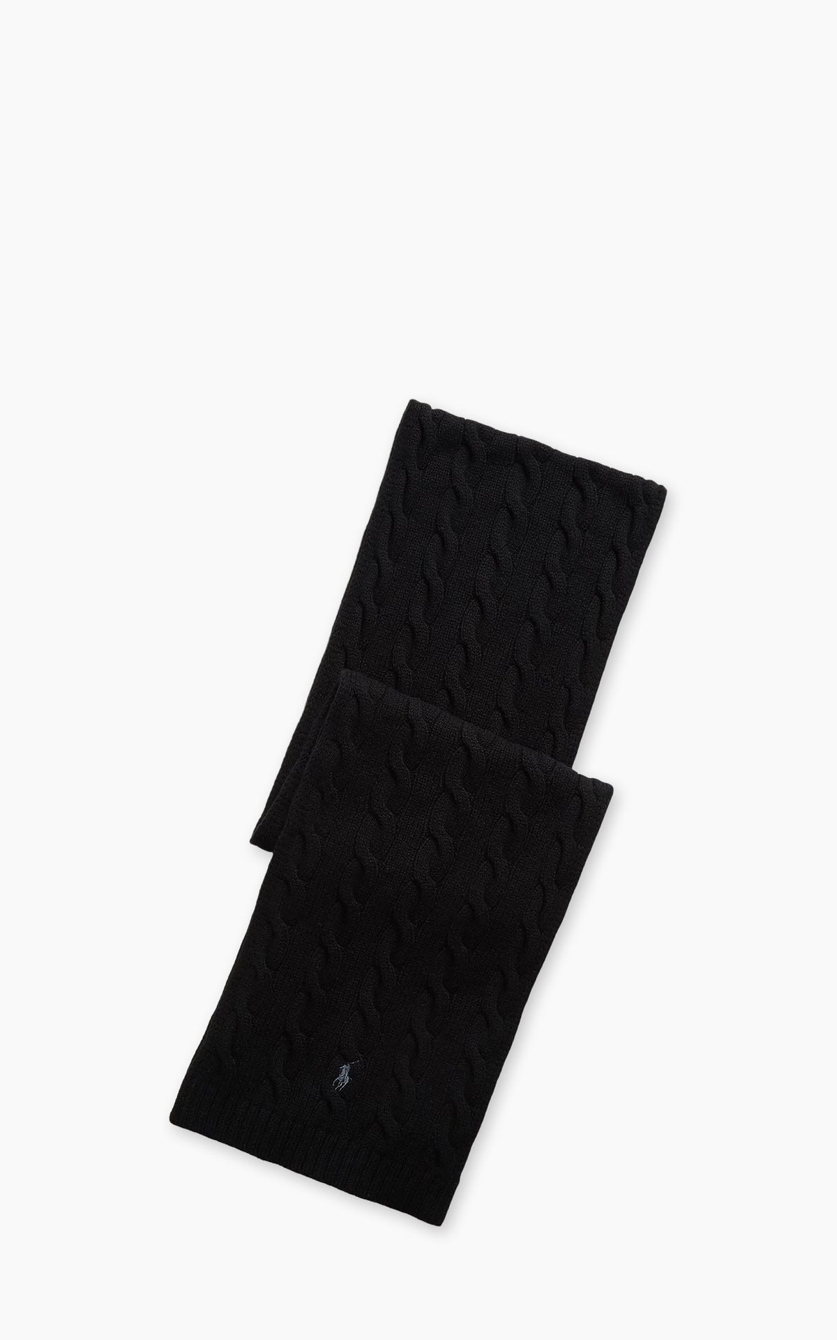 Polo Ralph Lauren Cable-Knit Wool-Cashmere Scarf Polo Black