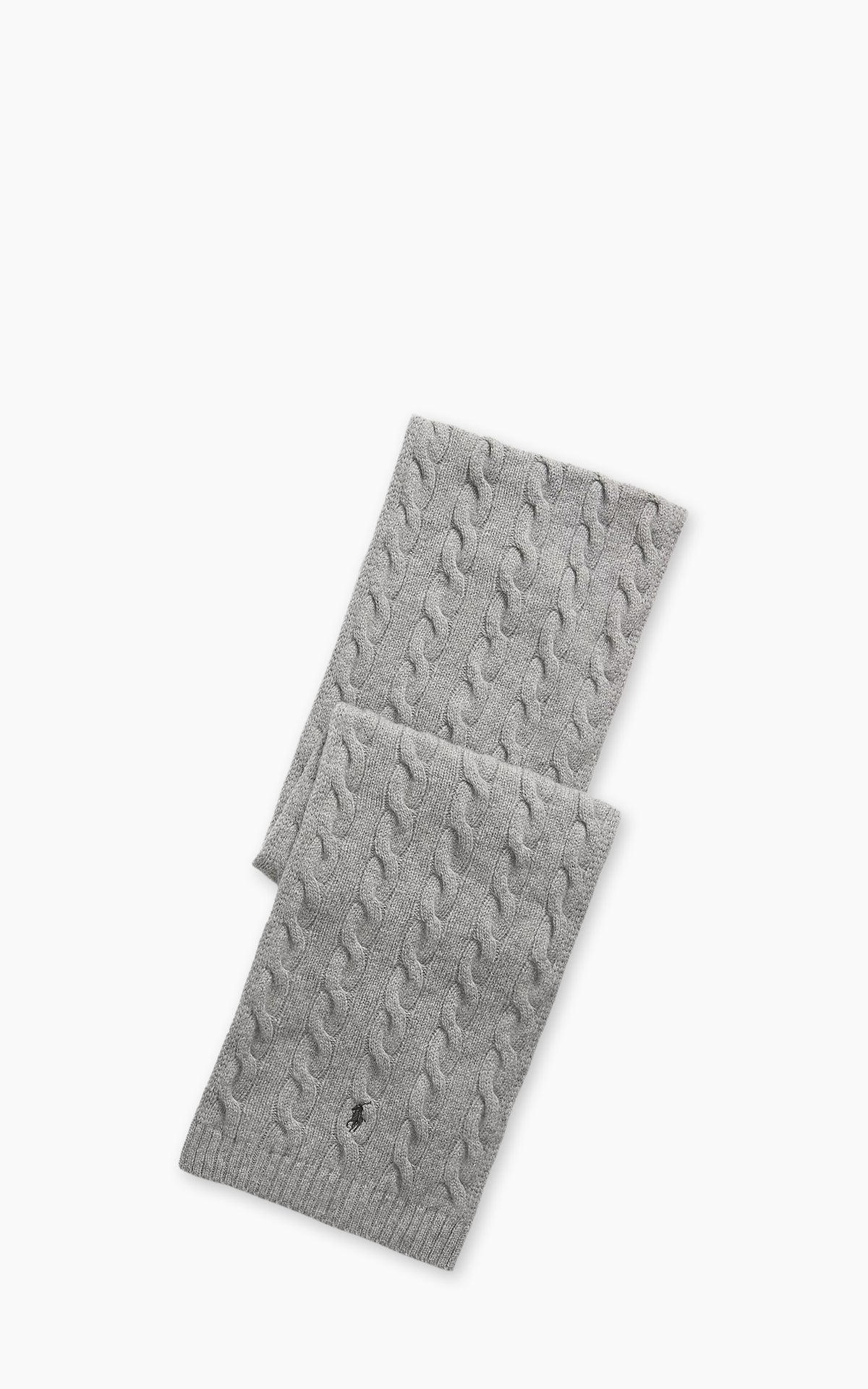 Polo Ralph Lauren Cable-Knit Wool-Cashmere Scarf Fawn Grey Heather