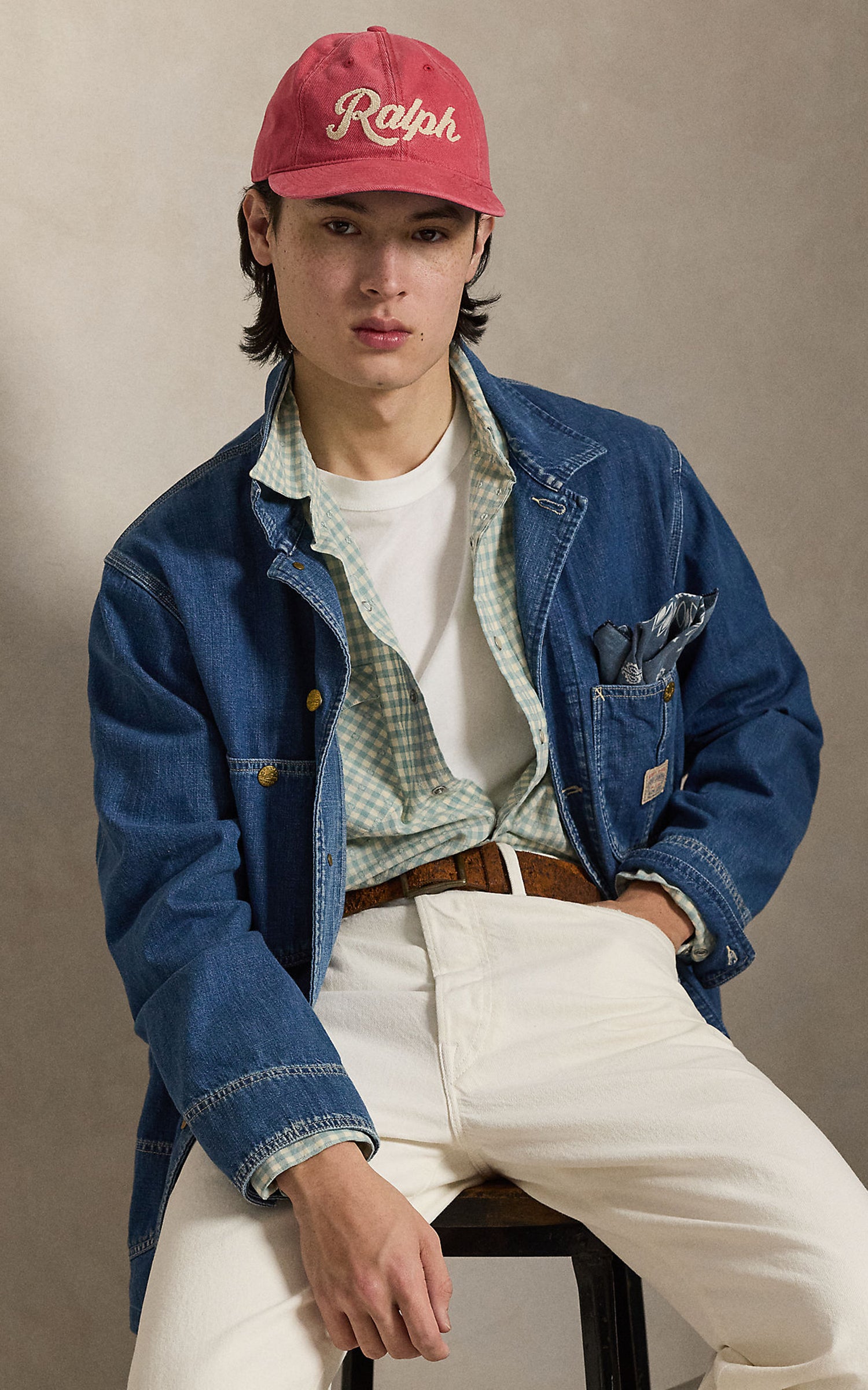 Polo Ralph Lauren Classic Fit Madras Western Shirt Off White Green