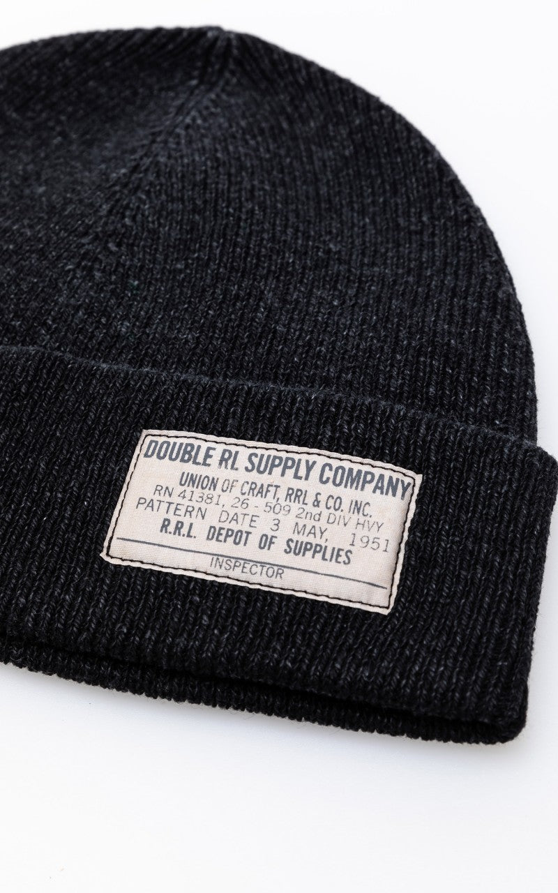 RRL Cotton Watch Cap Black Indigo