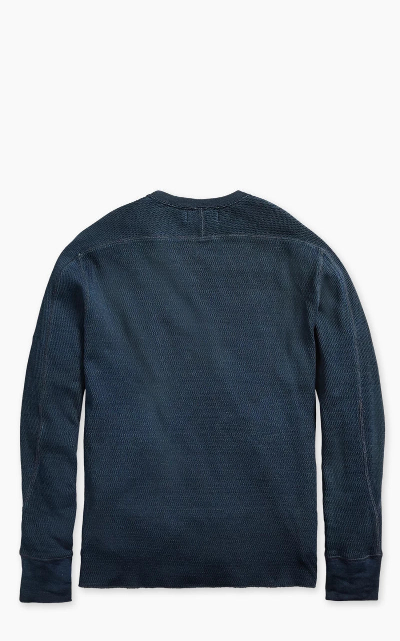 RRL Indigo Jacquard-Knit Crewneck Rinsed Blue Indigo