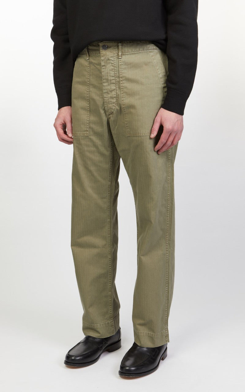 RRL Army Utility Flat Pant Herringbone Brewster Green