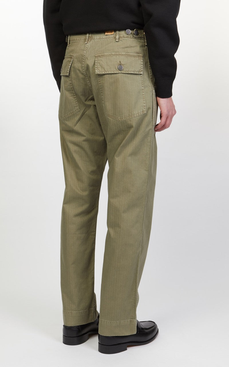 RRL Army Utility Flat Pant Herringbone Brewster Green