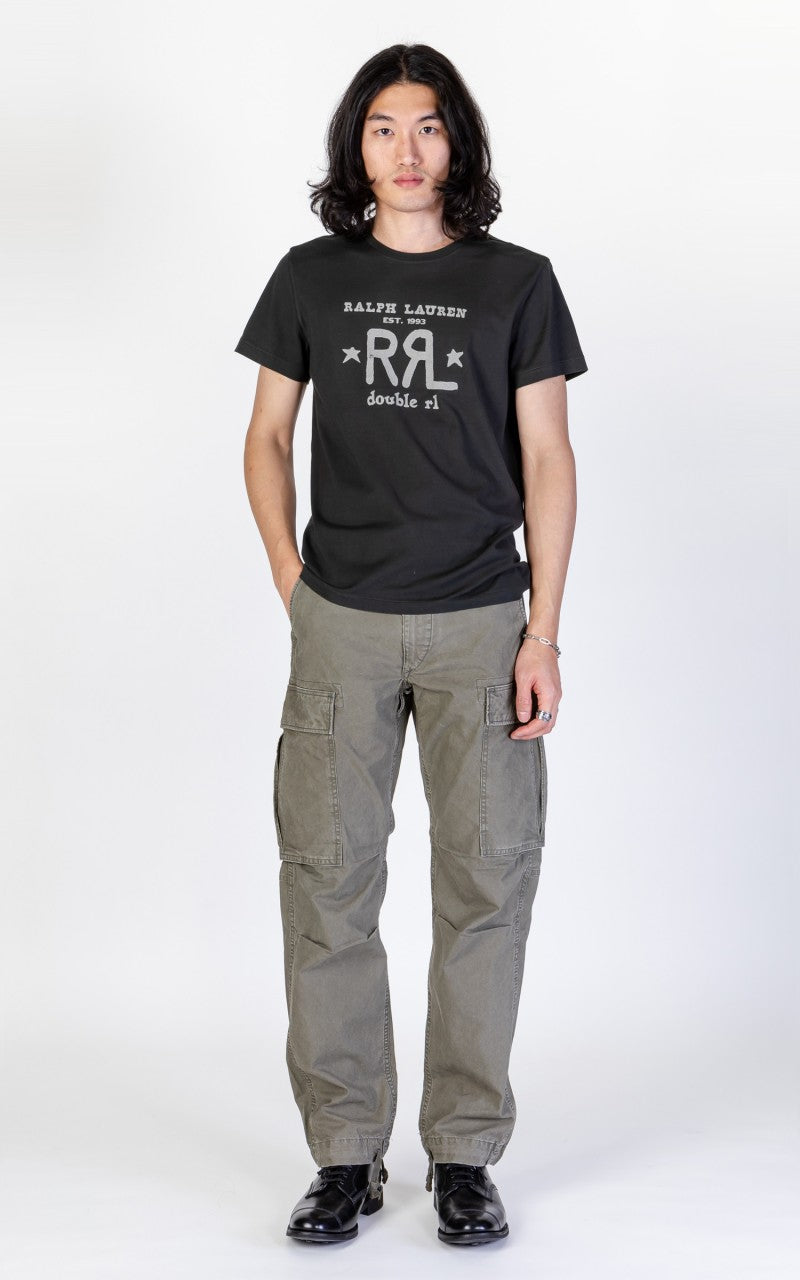 RRL Logo Crewneck T-Shirt Faded Black