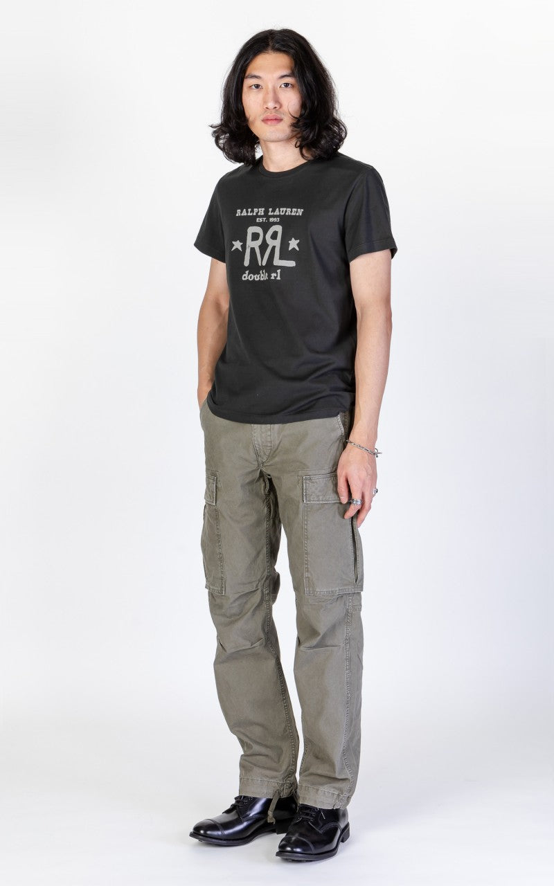 RRL Logo Crewneck T-Shirt Faded Black