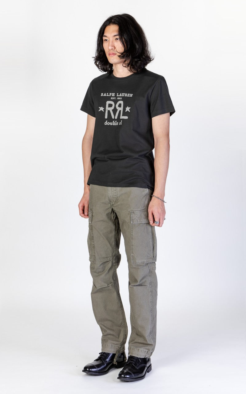 RRL Logo Crewneck T-Shirt Faded Black