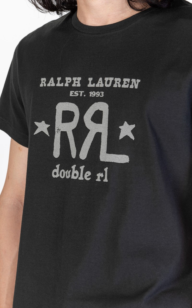 RRL Logo Crewneck T-Shirt Faded Black