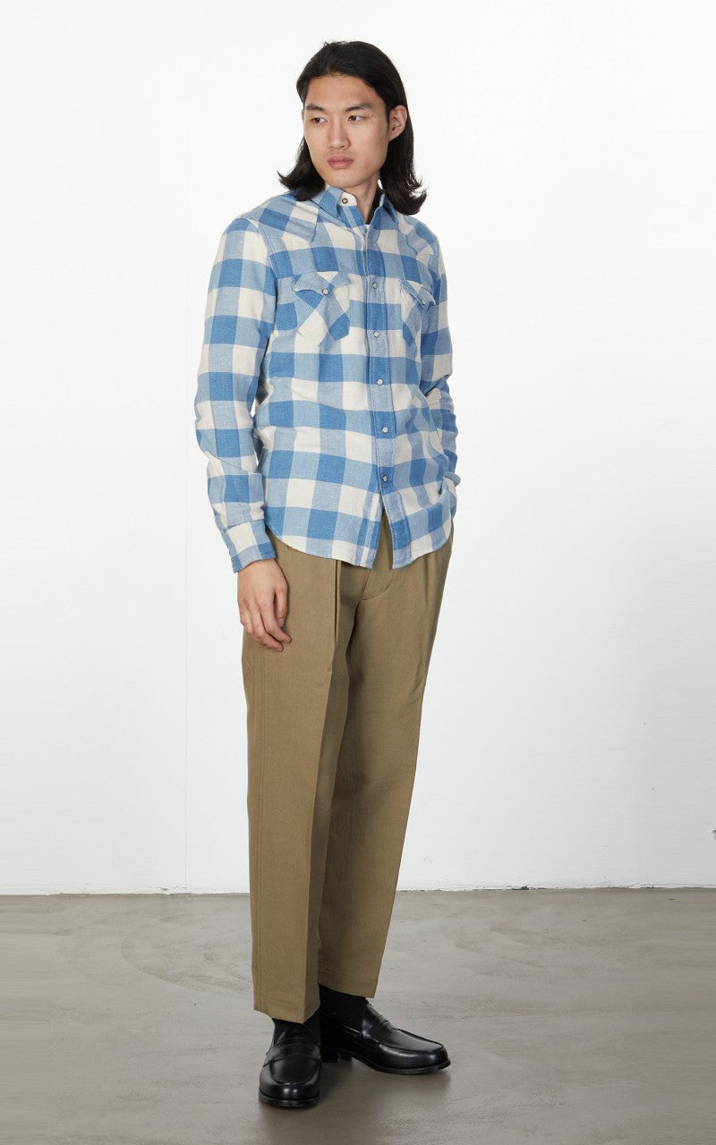 RRL Buffalo Western Shirt Indigo/Cream