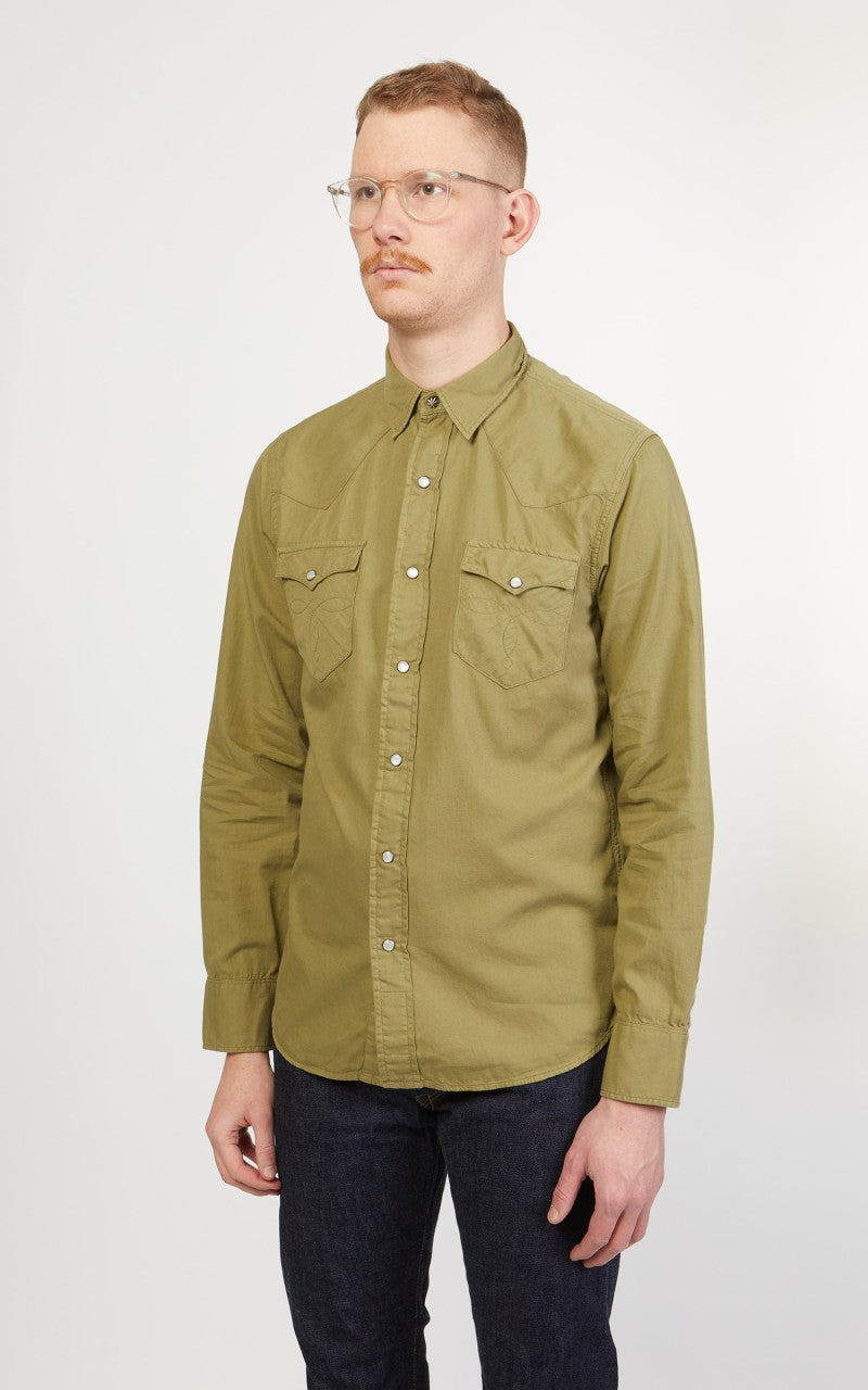 RRL Buffalo Western Shirt Twill Olive Drab