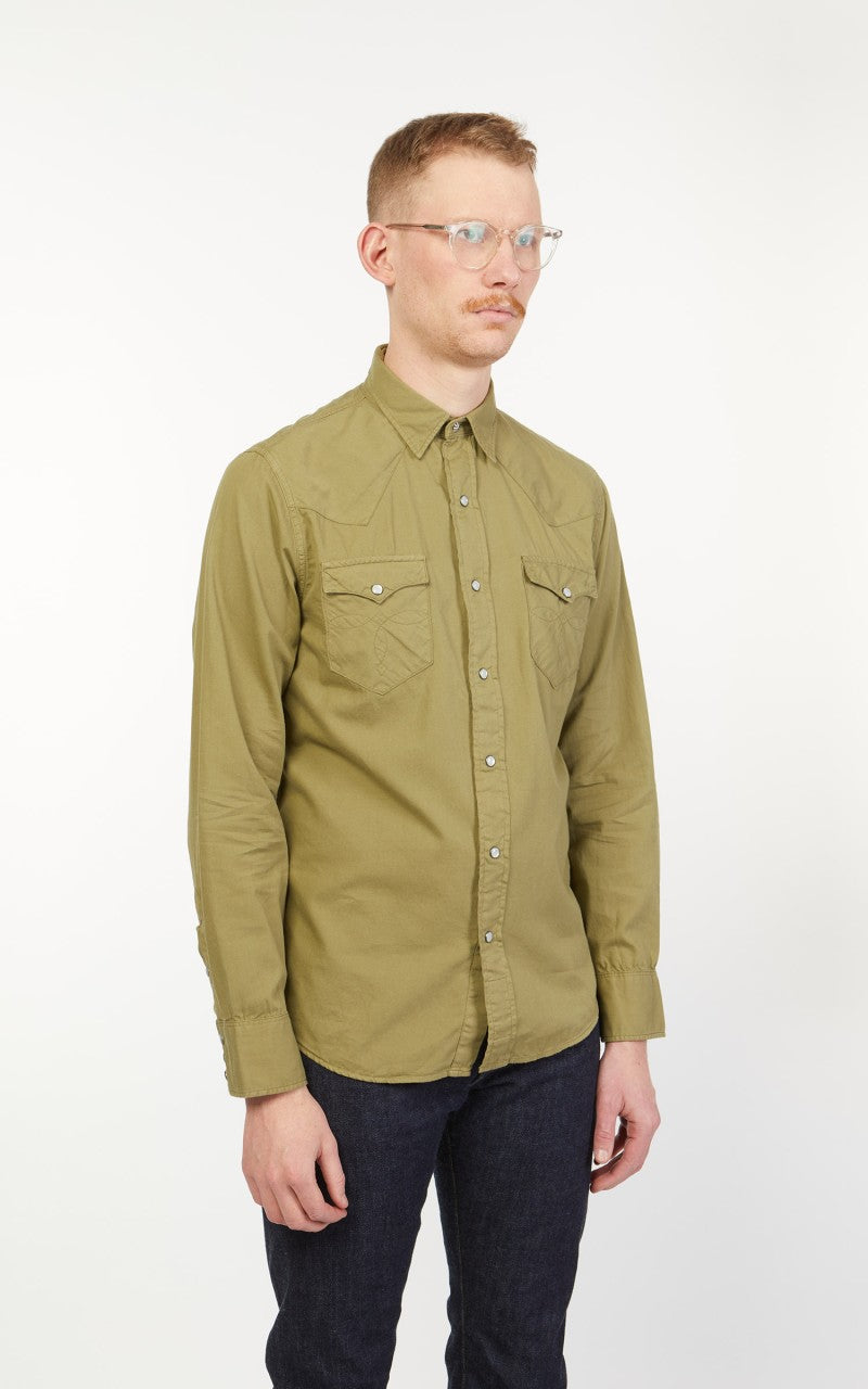 RRL Buffalo Western Shirt Twill Olive Drab