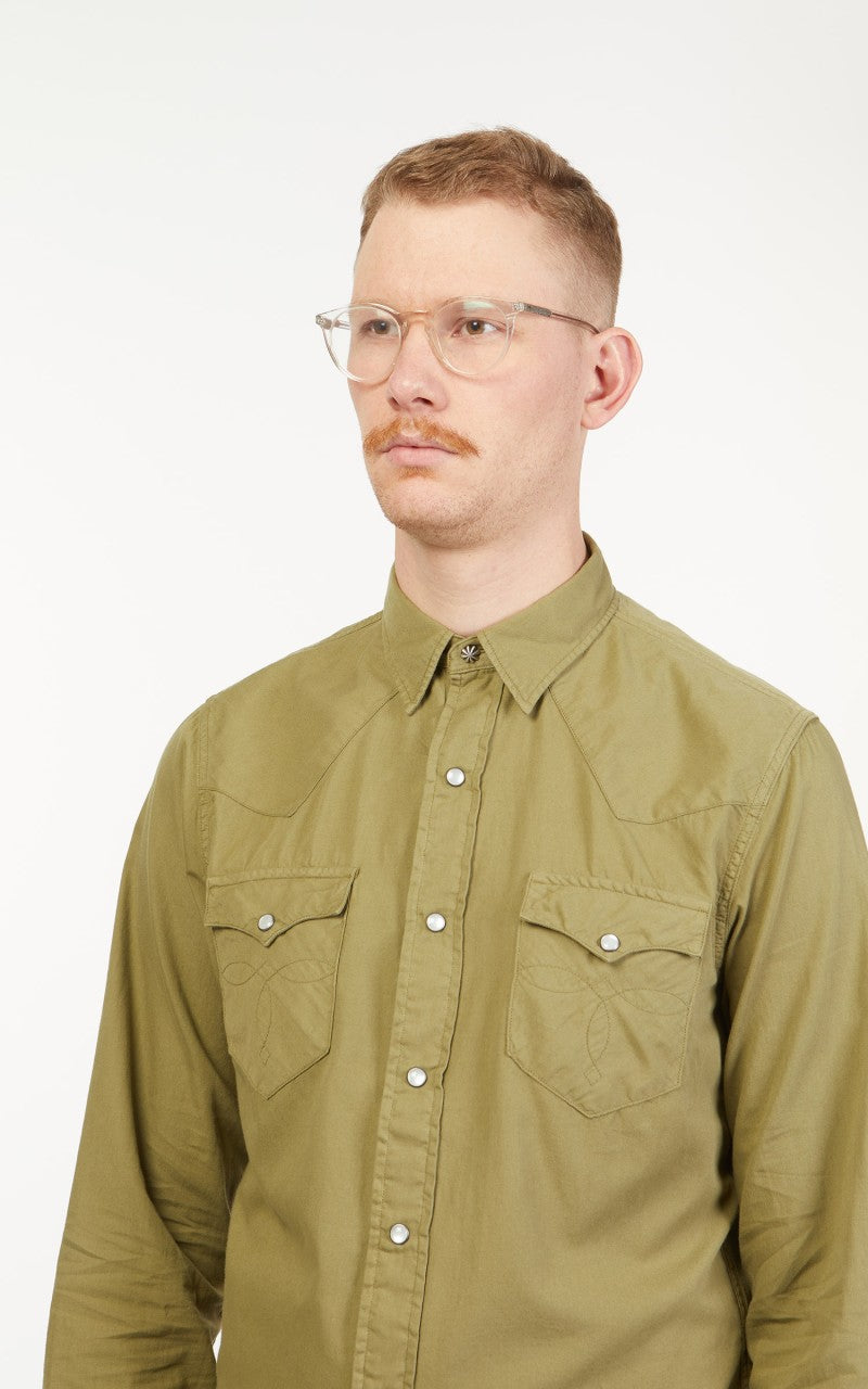 RRL Buffalo Western Shirt Twill Olive Drab