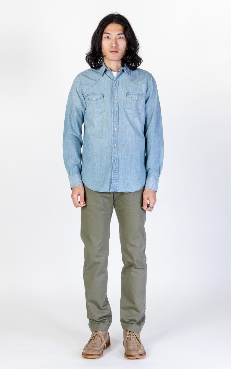 RRL Buffalo Western Shirt Chambray Davey Wash