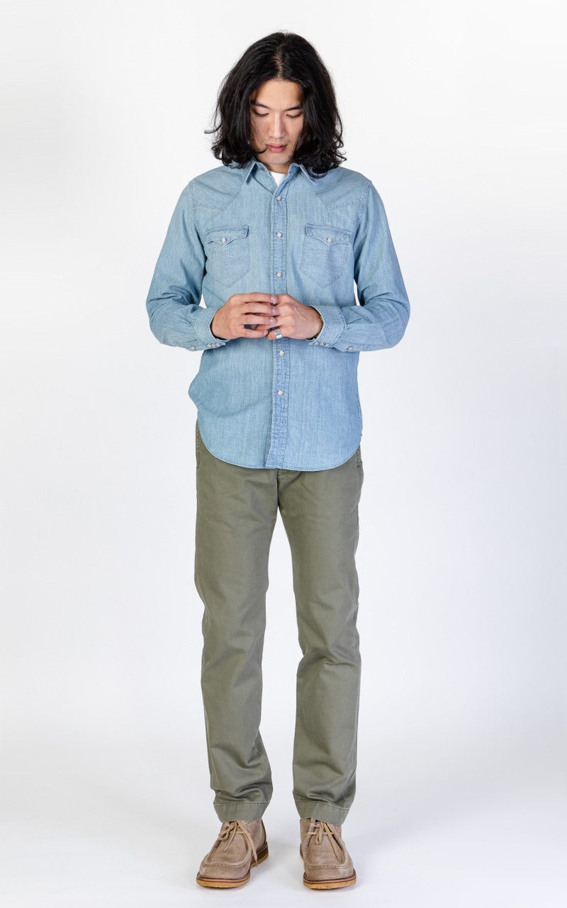 RRL Buffalo Western Shirt Chambray Davey Wash