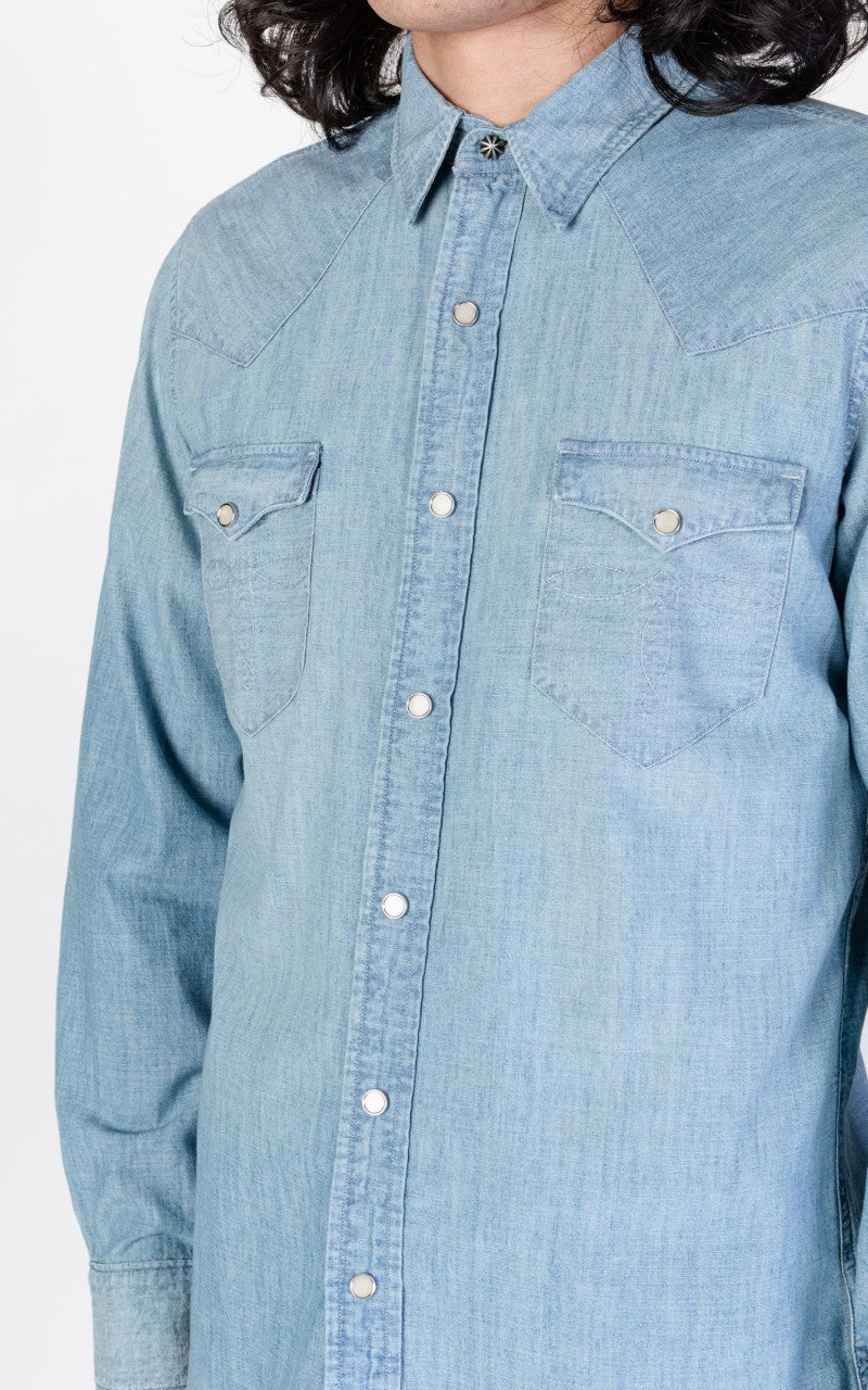 RRL Buffalo Western Shirt Chambray Davey Wash