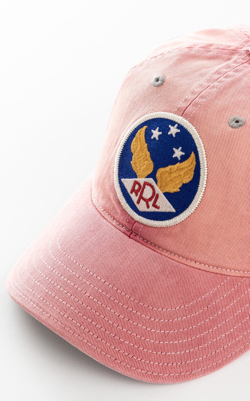 RRL Winged-Logo Baseball Cap Garment-Dyed Verblasstes Rot