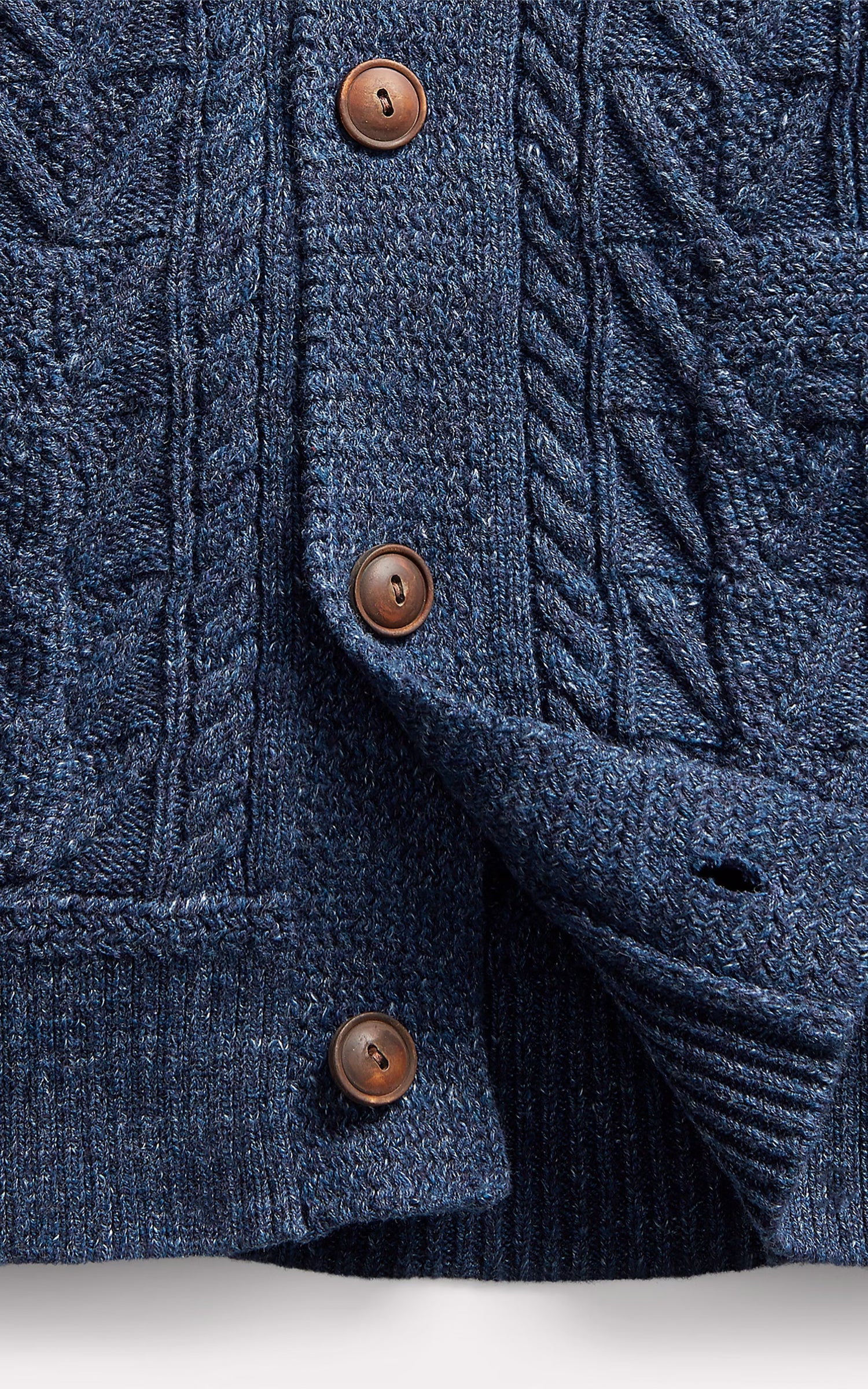 RRL Aran-Knit Cotton Cardigan Navy Heather