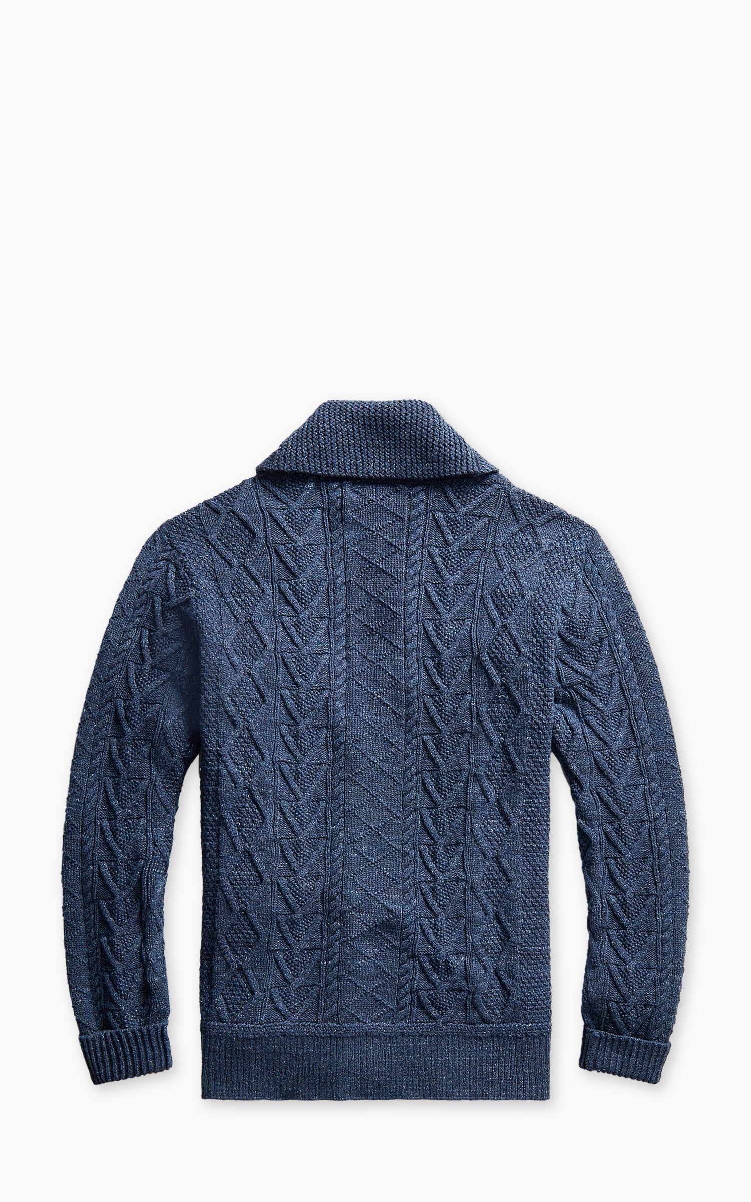 RRL Aran-Knit Cotton Cardigan Navy Heather
