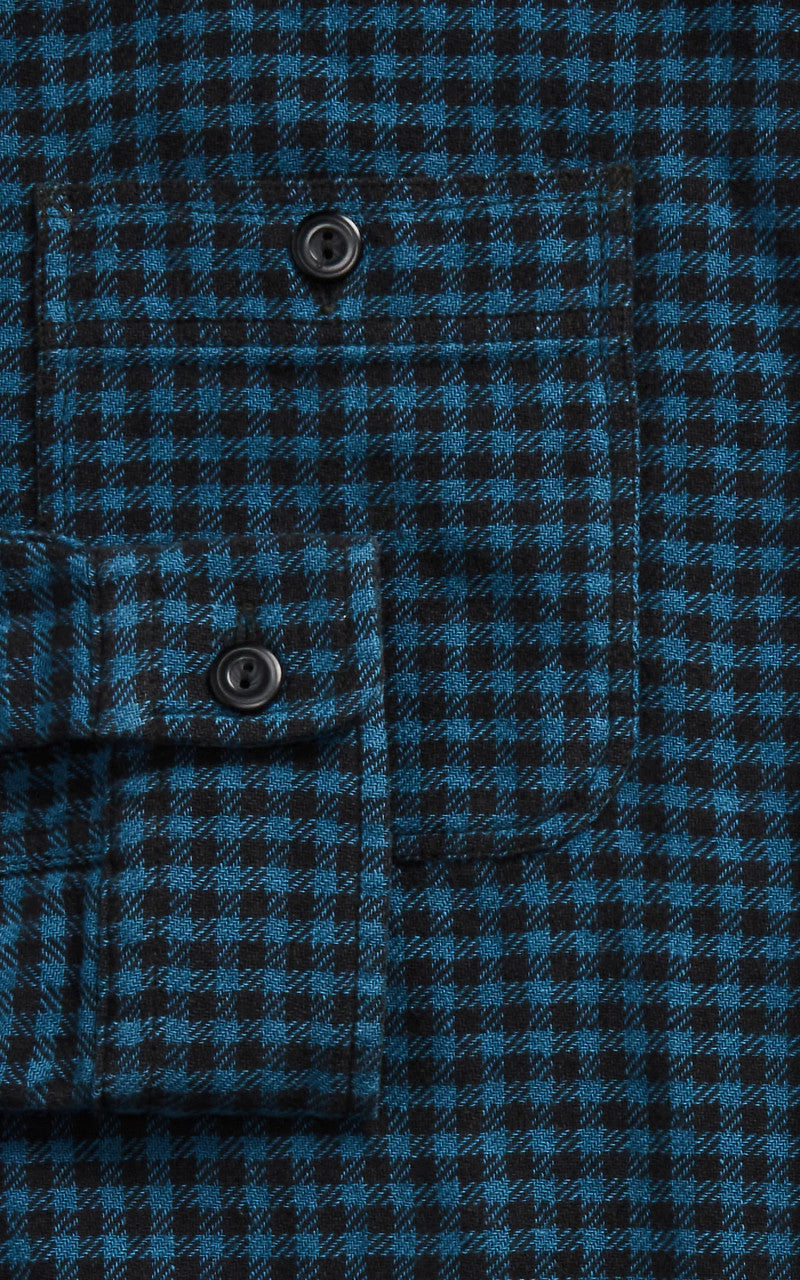 RRL Cotton-Linen Workshirt Indigo Blue/Sulphur Black