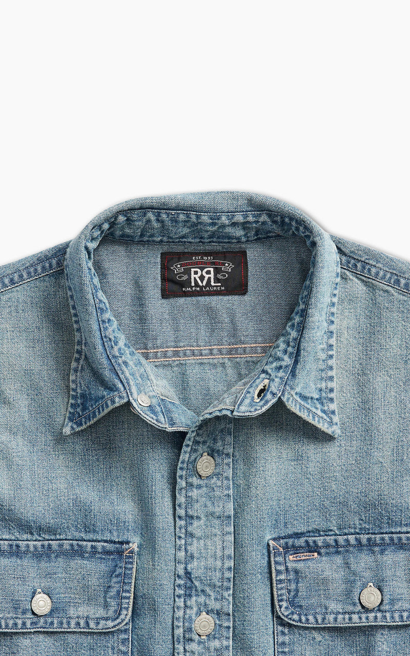 RRL Lot 93 Work Shirt Denim Indigo Clearfield Wash