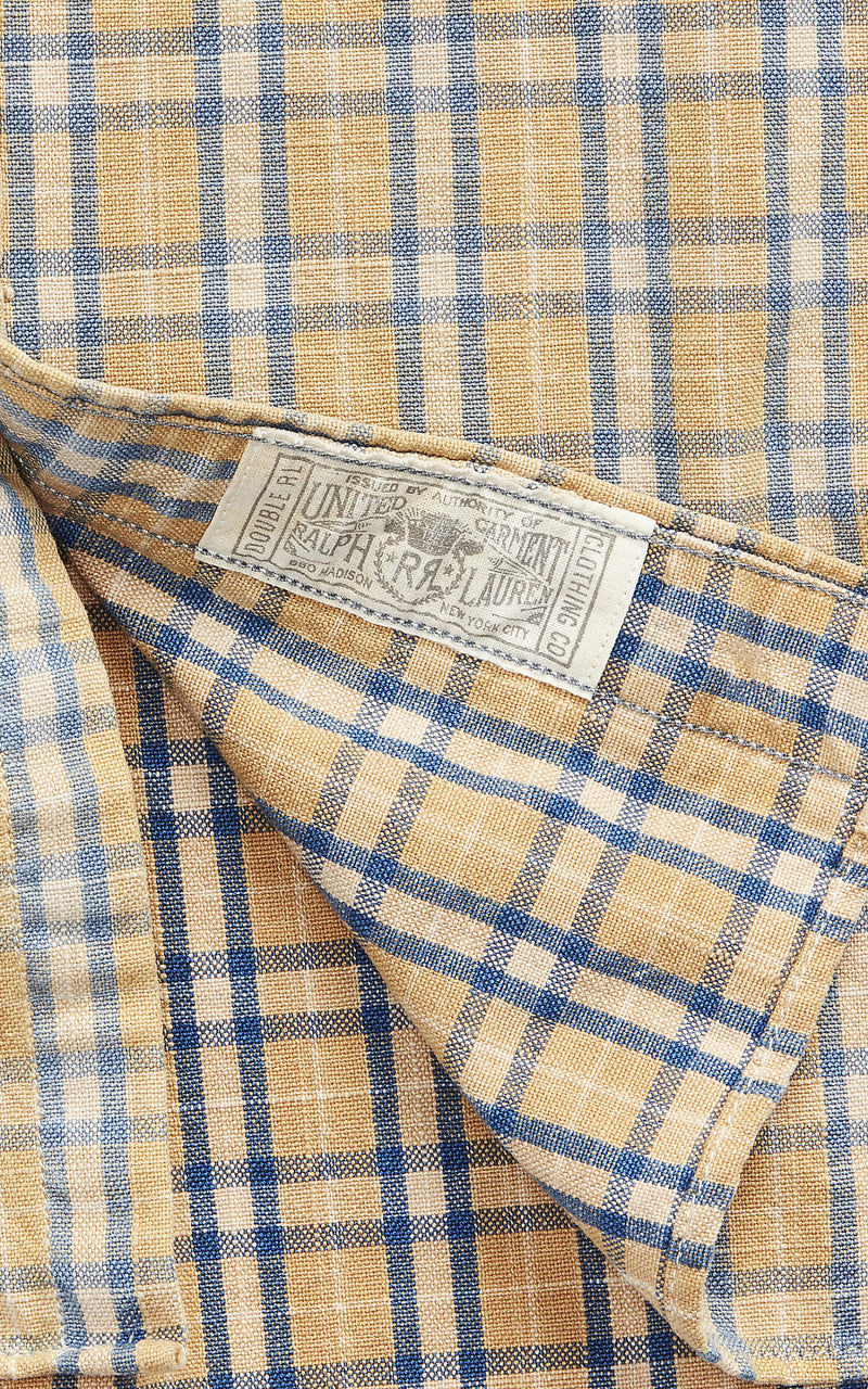 RRL Cody Plaid Woven Workshirt Tan/Indigo