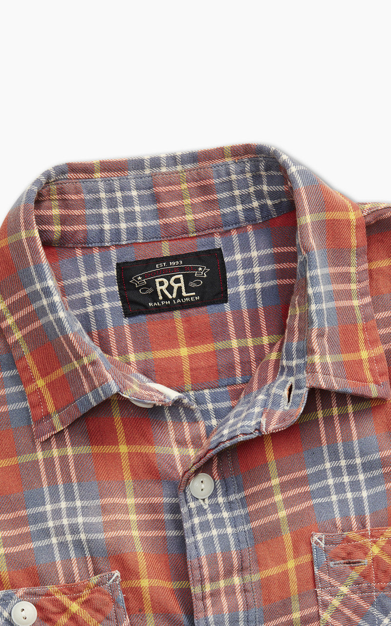 RRL Farrell Plaid Twill Workshirt Red/Blue