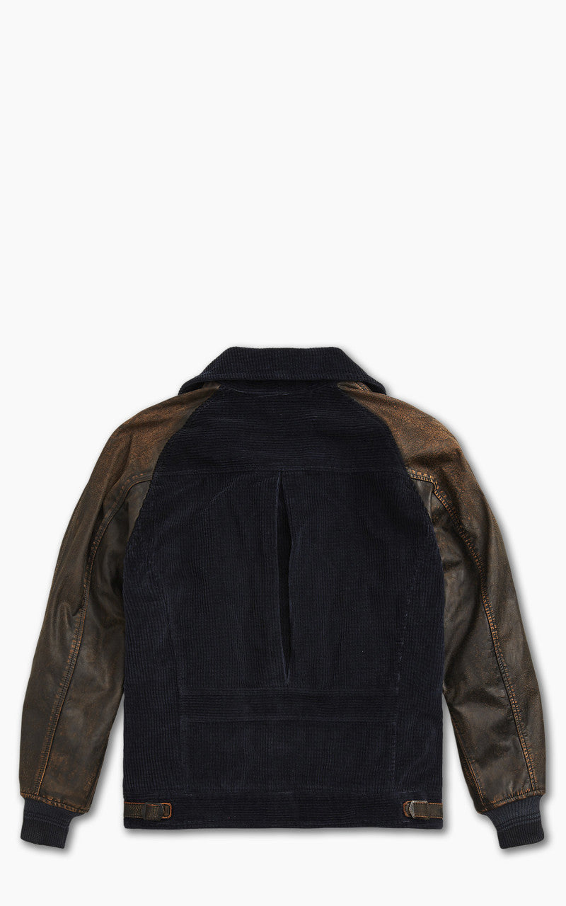 RRL Farwell Varsity Appliquéd Corduroy Leather Bomber Jacket