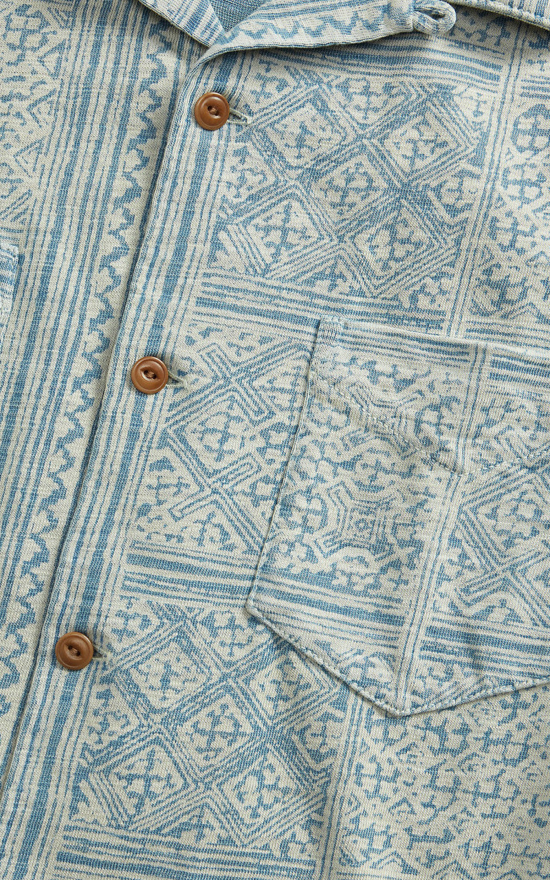 RRL Camp Shirt Print Jersey Indigo